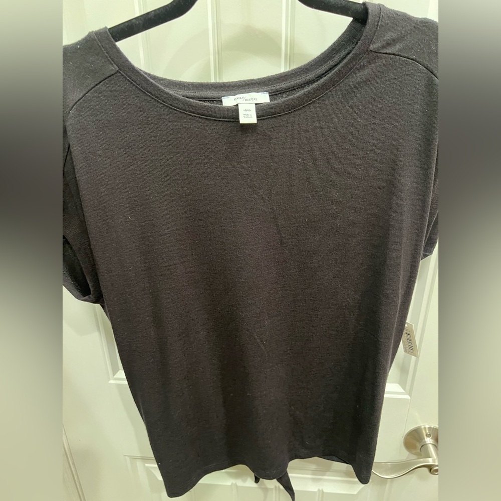 Daily Ritual Women's Charcoal Short Sleeve Tee with knot detail on back